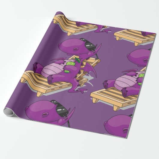 Dragon Vacation Wrapping Paper Cadeaupapier (Uitgerold)