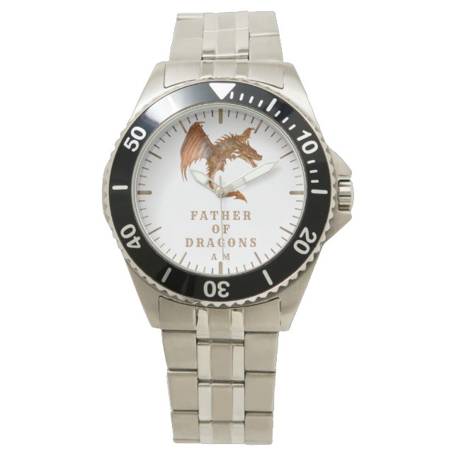 Dragon vader van Dragons Typografie Monogram Horloge (Voorkant)