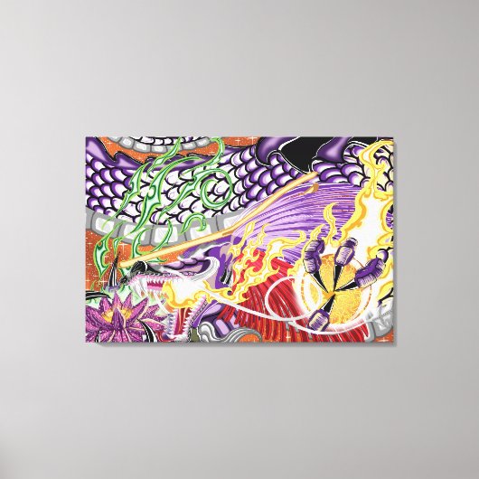 Dragon van de Lotus Stretched Canvas (Voorkant)
