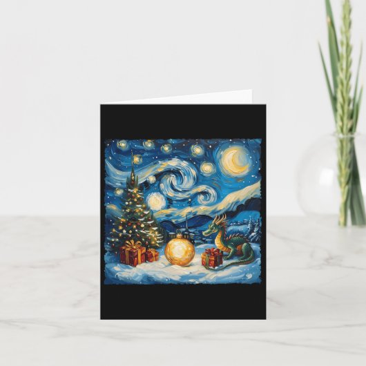 Dragon Van Gogh Style Sterrennacht Kerstwinter Kaart (Voorkant)