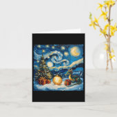Dragon Van Gogh Style Sterrennacht Kerstwinter Kaart (Gele Bloem)