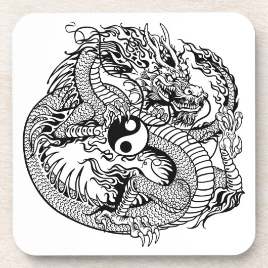 dragon vasthoudend yin yang drankjes onderzetter (Voorkant)