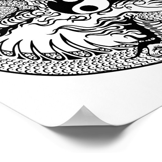 dragon vasthoudend yin yang poster (Hoek)