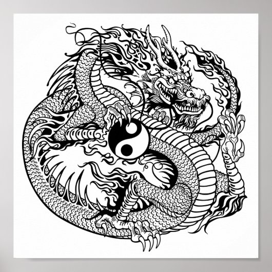 dragon vasthoudend yin yang poster (Voorkant)