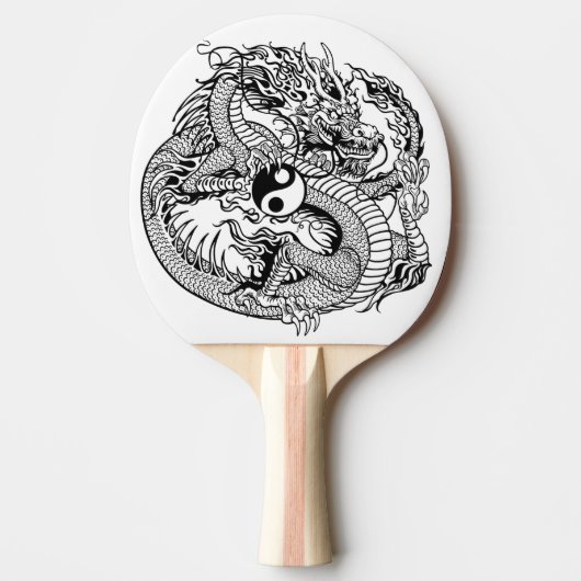 dragon vasthoudend yin yang tafeltennisbatje (Voorkant)