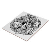 dragon vasthoudend yin yang tegeltje (Zijkant)