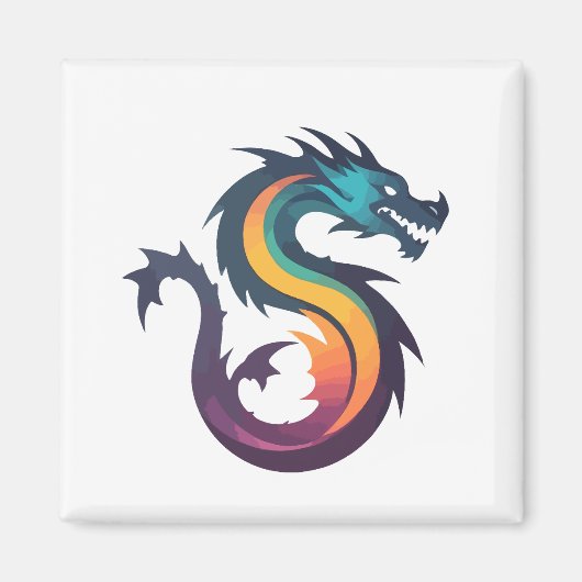 Dragon Vector Art Animal Modern Urban City Graphic Magneet (Voorkant)
