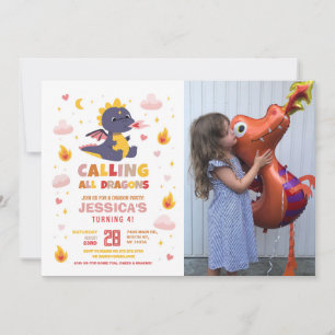 Dragon Verjaardagsfeest Roze Vuur Draken Meisjes Kaart