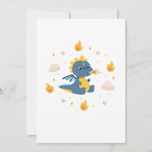 Dragon Verjaardagsfeestje Blauw Vuur Draken Jongen Kaart (Achterkant)