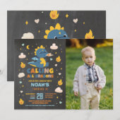 Dragon Verjaardagsfeestje Blauwe Foto Draken Jonge Kaart (Voorkant / Achterkant)