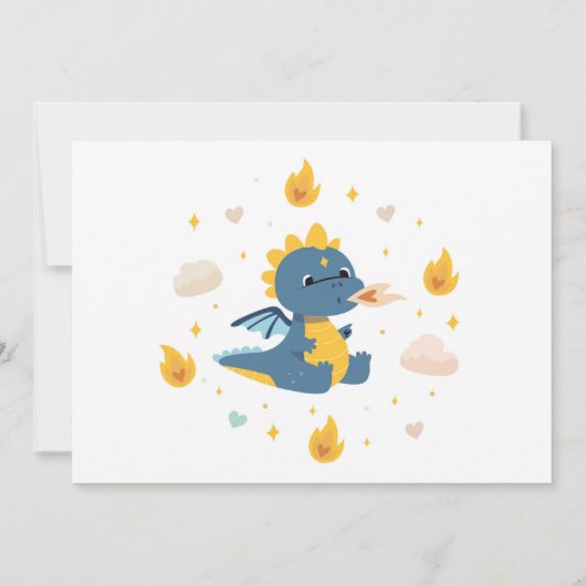 Dragon Verjaardagsfeestje Blauwe Vuur Draken Jonge Kaart (Achterkant)