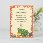 Dragon Verjaardagsfeestje Dank je kaart (Staand voorkant)