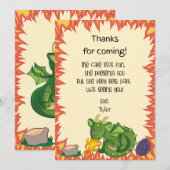 Dragon Verjaardagsfeestje Dank je kaart (Voorkant / Achterkant)