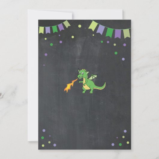 Dragon verjaardagsfeestje nodigen jongens meisjes  kaart (Achterkant)