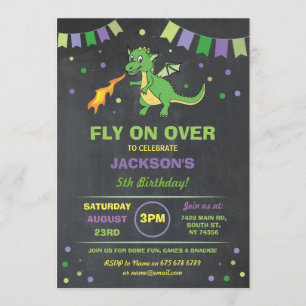 Dragon verjaardagsfeestje nodigen jongens meisjes  kaart