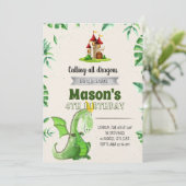 Dragon verjaardagsfeestje uitnodiging (Staand voorkant)