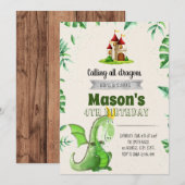 Dragon verjaardagsfeestje uitnodiging (Voorkant / Achterkant)