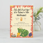 Dragon verjaardagsfeestje uitnodiging (Staand voorkant)