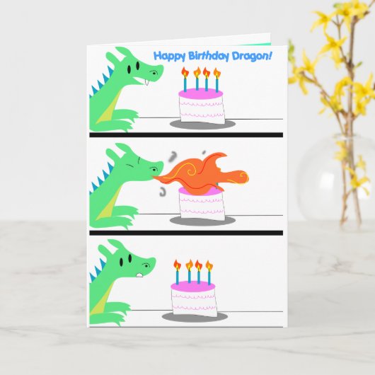 Dragon verjaardagskaart Grappig! Kaart (Gele Bloem)