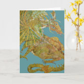 Dragon verjaardagskaart kaart (Gele Bloem)