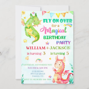 Dragon verjaardaguitnodiging Gezamenlijke verjaard Kaart