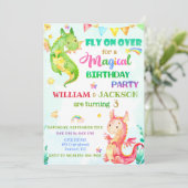 Dragon verjaardaguitnodiging Gezamenlijke verjaard Kaart (Staand voorkant)