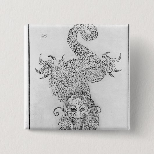 Dragon Vierkante Button 5,1 Cm (Voorkant)