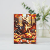 Dragon viert Thanksgiving Briefkaart (Staand voorkant)