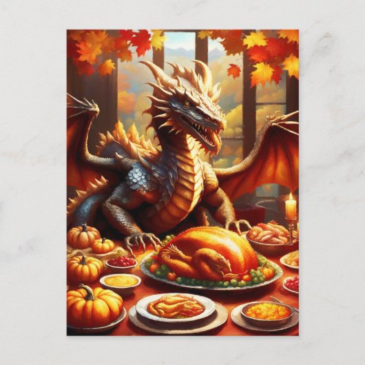 Dragon viert Thanksgiving Briefkaart (Voorkant)