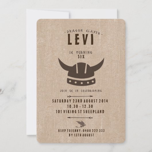Dragon & Viking Birthday Uitnodiging (Voorkant)