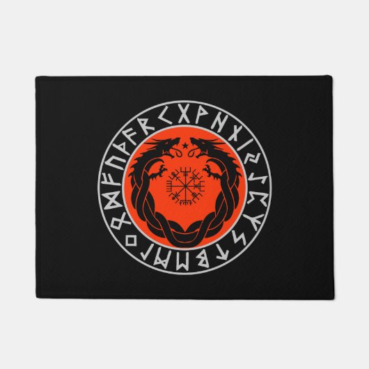 Dragon Viking Rune Bescherming Deurmat (Voorkant)