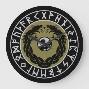 Dragon Viking Rune Bescherming Grote Klok