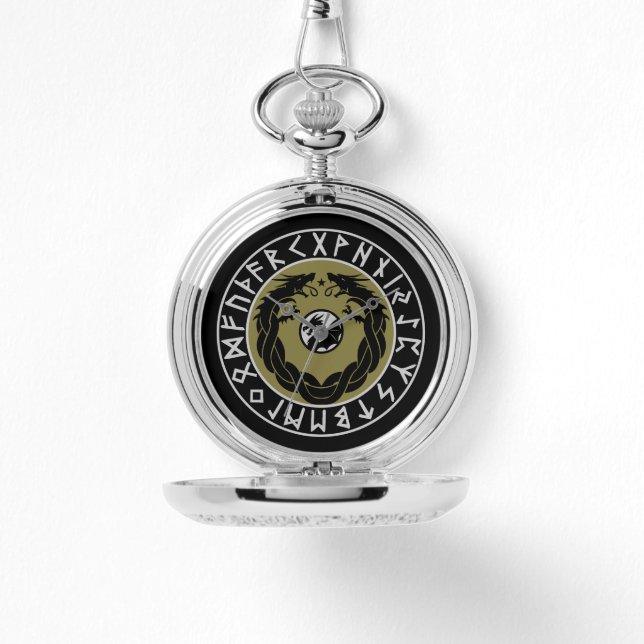 Dragon Viking Rune Bescherming Horloge (Voorkant)