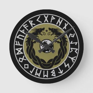 Dragon Viking Rune Bescherming Ronde Klok