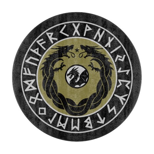 Dragon Viking Rune Bescherming Snijplank (Voorkant)