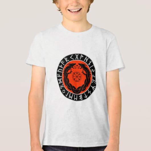 Dragon Viking Rune Bescherming Tri-Blend Shirt (Voorkant)