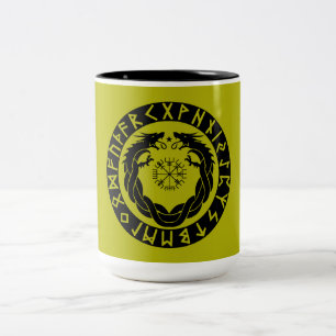 Dragon Viking Rune Bescherming Tweekleurige Koffiemok
