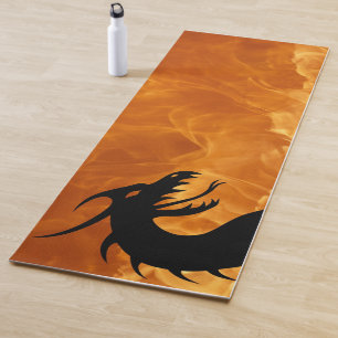 Dragon vlammen vuur ademen zwart yogamat