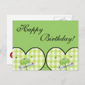 Dragon Vlieg in groen gingham hart Briefkaart (Voorkant / Achterkant)