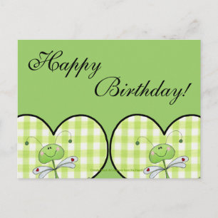 Dragon Vlieg in groen gingham hart Briefkaart