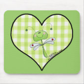 Dragon Vlieg in groen gingham hart Muismat (Voorkant)