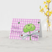 Dragon Vlieg op Pink Gingham Kaart (Gele Bloem)