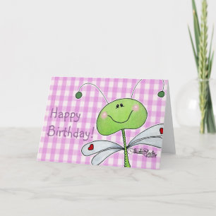 Dragon Vlieg op Pink Gingham Kaart