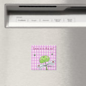 Dragon Vlieg op Pink Gingham Magneet (Insitu (Vaatwasser))