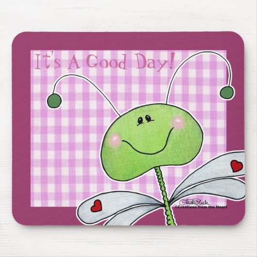 Dragon Vlieg op Pink Gingham Muismat (Voorkant)