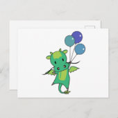 Dragon vliegt met ballonnen en vult met draak briefkaart (Voorkant / Achterkant)