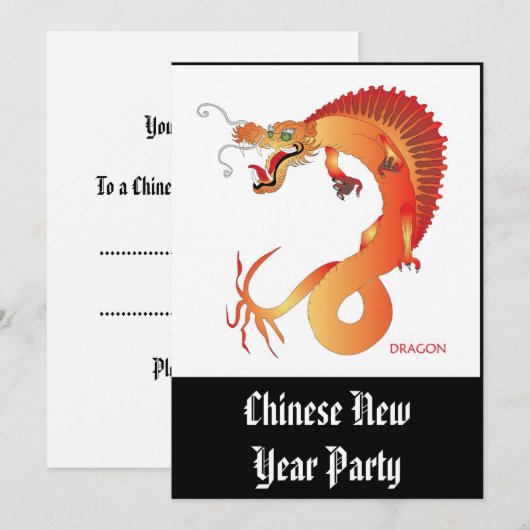 Dragon volledige kleurenuitnodiging kaart (Voorkant / Achterkant)