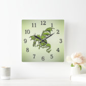 Dragon voor groene gevechten vierkante klok (Huis)