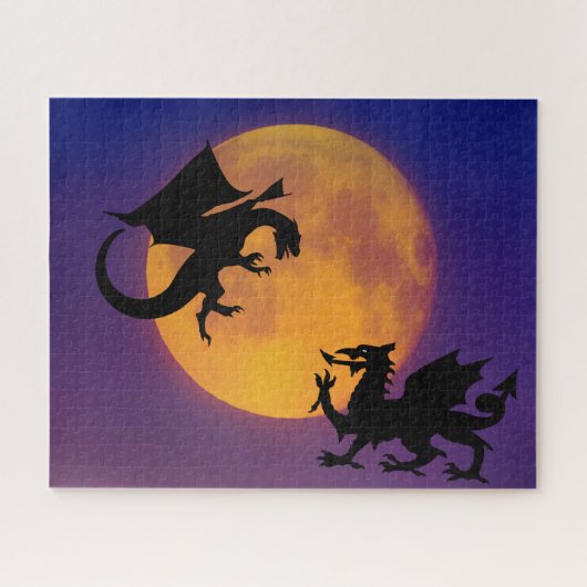 Dragon Vs Dragon Silhouette en Moon Legpuzzel (Horizontaal)