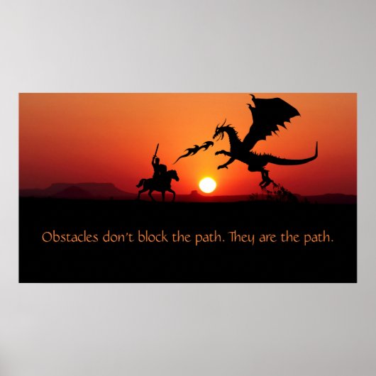 Dragon vs Knight Inspirerend Motivatie Citaat Poster (Voorkant)